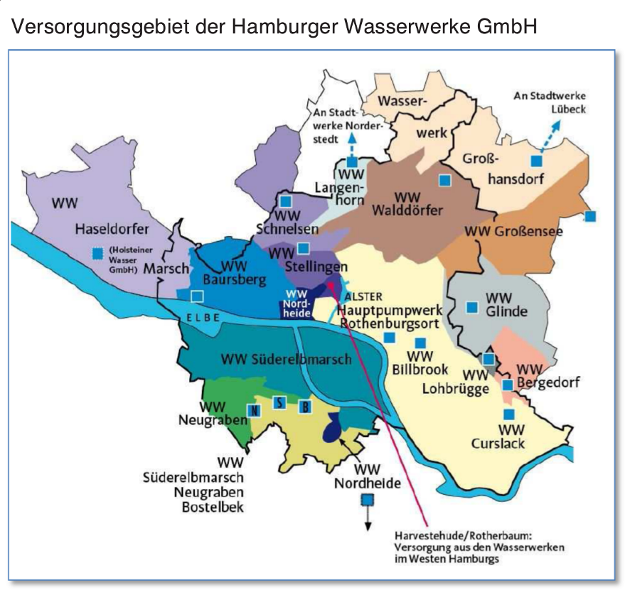 Versorgungsgebiet der Hamburger Wasserwerke GmbH
